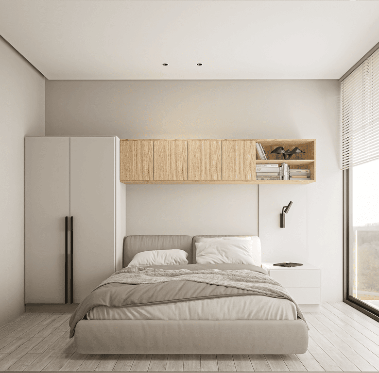 Spacious bedroom in Panama City, Panama, featuring contemporary design and natural light.