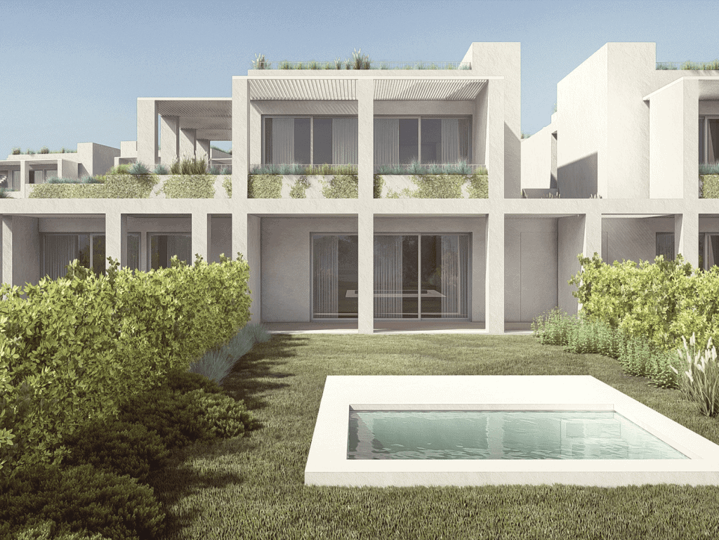 Modern Algarve villa with private pool and lush garden.