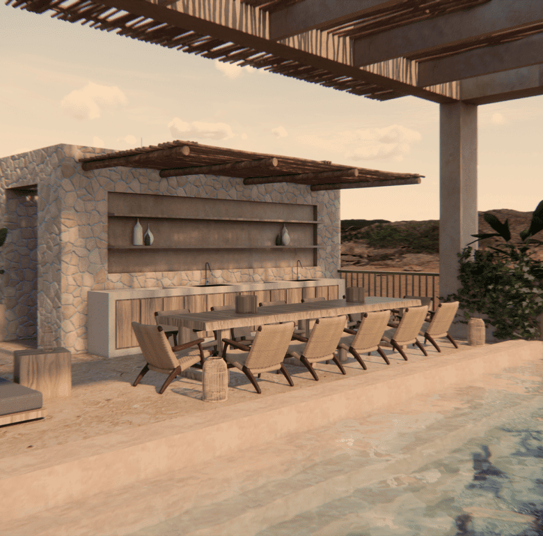 Alma - Bucerias, Mexico - luxurious poolside bar with seating area and scenic views.