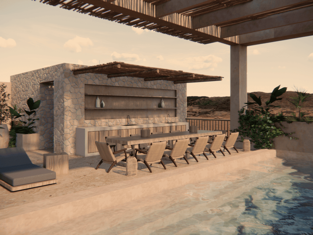 Alma - Bucerias, Mexico - luxurious poolside bar with seating area and scenic views.