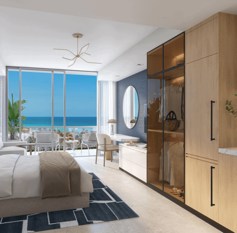 Modern Miami condo with stunning ocean views and stylish interior design.