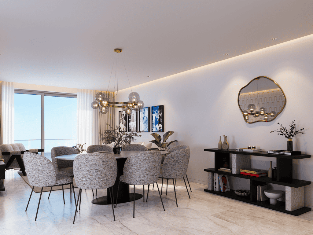 Contemporary dining space in Ribeira Brava, Madeira, Portugal, featuring elegant furniture and sceni.