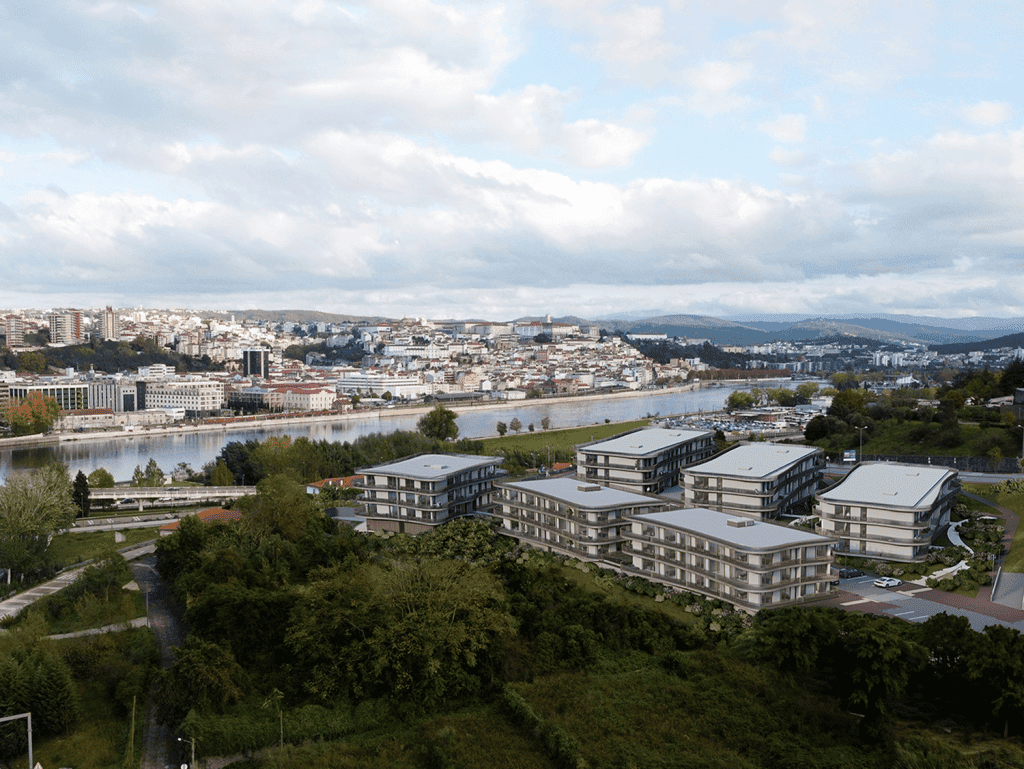 Heritage - Coimbra, Portugal: Modern residential buildings overlooking the river and cityscape.