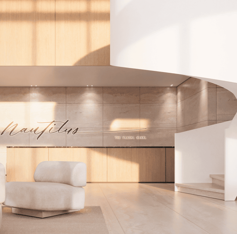 Modern interior of Nautilus building in Panama City.