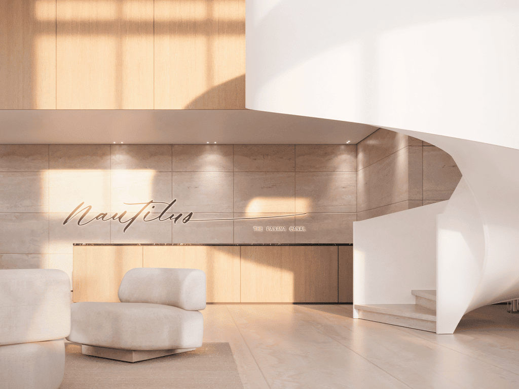 Modern interior of Nautilus building in Panama City.