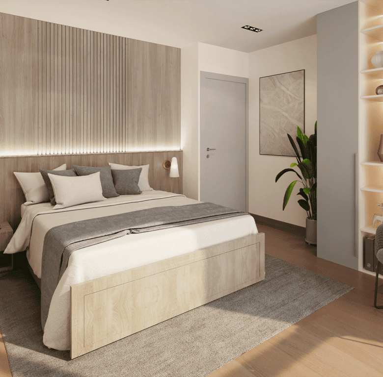 Modern Panama City bedroom with stylish decor and cozy ambiance.