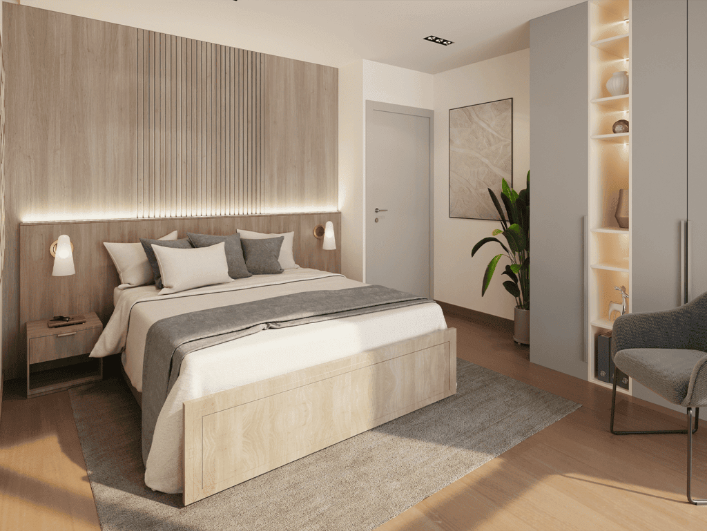 Modern Panama City bedroom with stylish decor and cozy ambiance.
