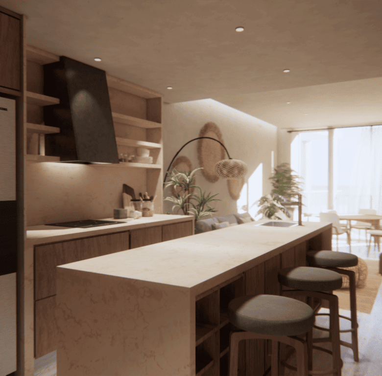 Modern kitchen with open-plan design in Alma - Bucerias, Mexico.