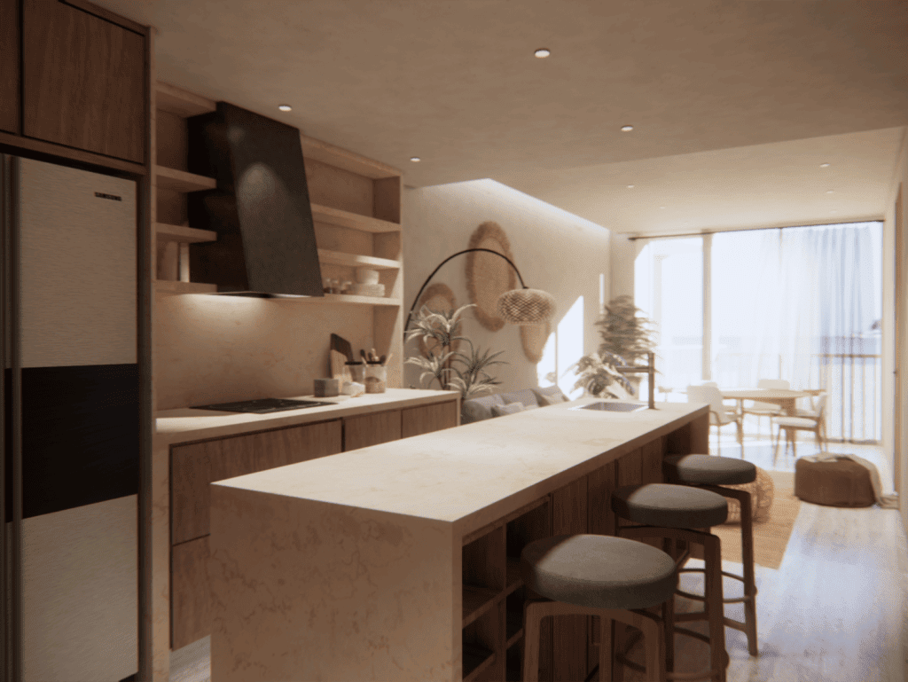 Modern kitchen with open-plan design in Alma - Bucerias, Mexico.