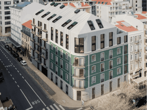 Contemporary Lisbon apartment with distinctive design and large windows.