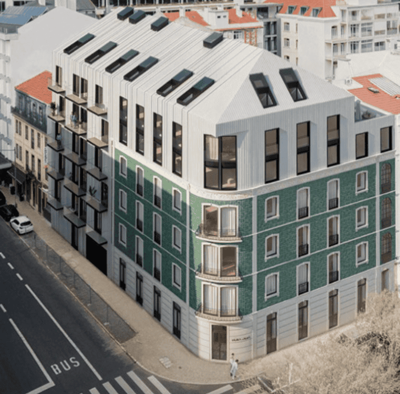 Contemporary Lisbon apartment with distinctive design and large windows.