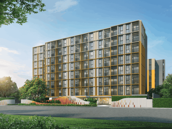 Contemporary apartment building in Central Phuket, Thailand.