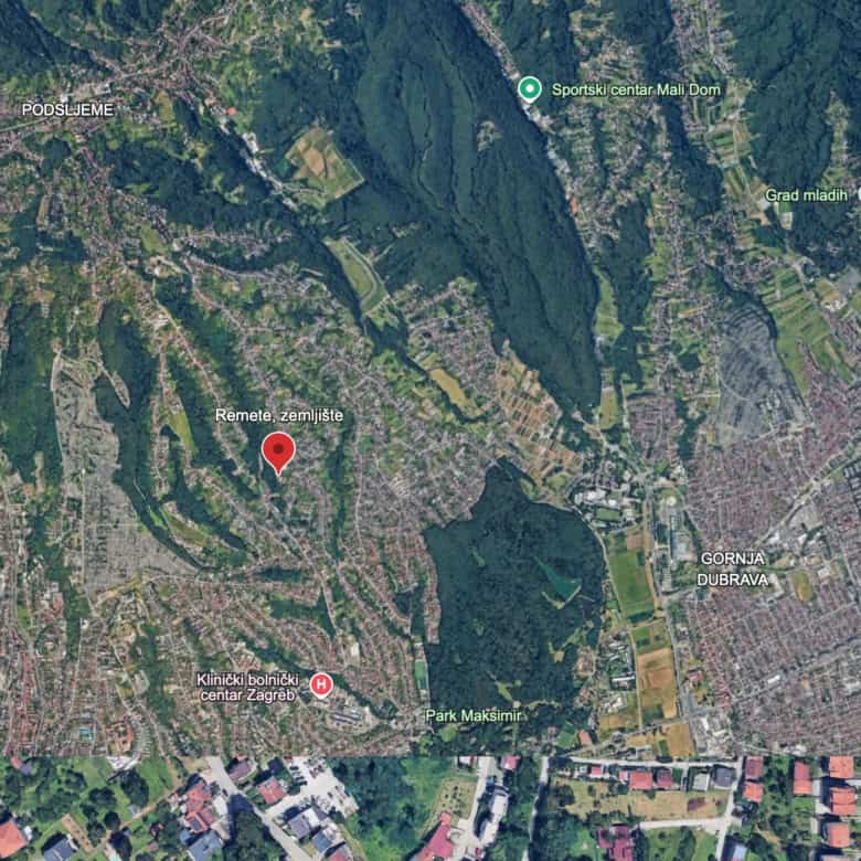 Plot of development land for sale in Zagreb, Croatia with scenic mountain views.
