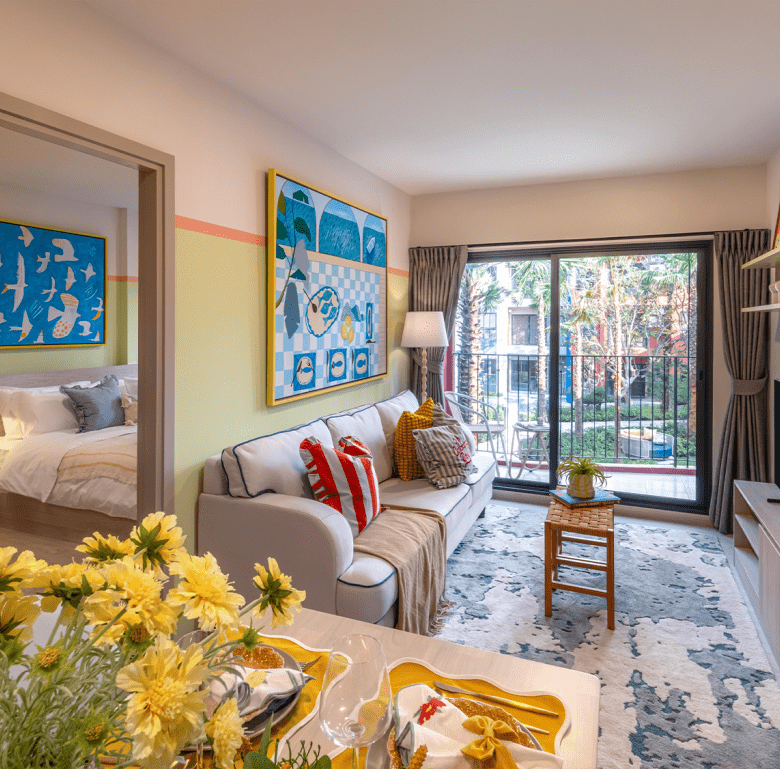 Bright living room with modern decor and large glass doors in Hua Hin, Thailand.