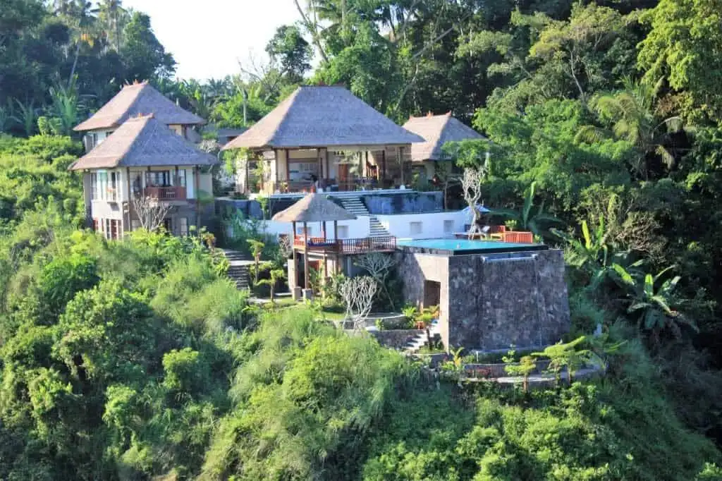 Elegant 5-bed Amori Villas in Ubud Bali for sale, offering privacy, luxury, and stunning jungle surr.
