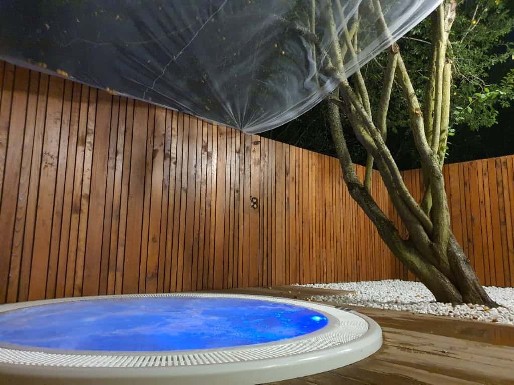 Luxury Finca Vivaldi Hotel Pool in Leon Spain Luxury finca hotel with private pool in Leon, Spain, surrounded by nature and modern wooden fencing.