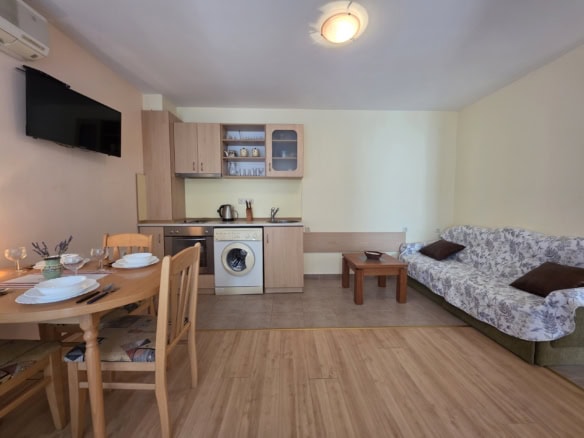 Cozy 2-bedroom apartment with veranda in Green Fort, Sunny Beach, ideal for relaxing holidays.