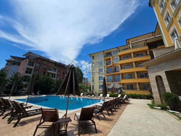 Bright 1-bedroom apartment with pool view in Sunny Beach resort.