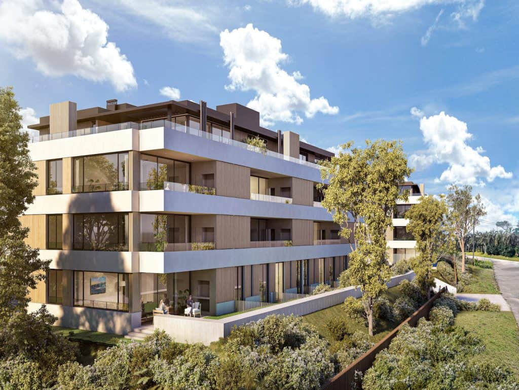 Contemporary apartment building in Altos, Punta del Este, Uruguay.