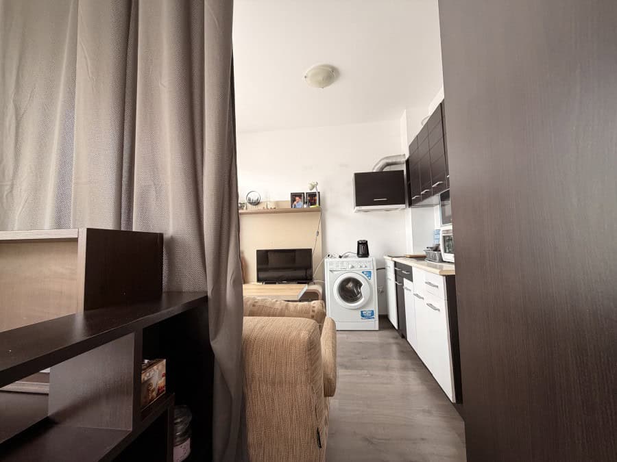Bright top floor apartment with a large terrace, 39 sq.m., sunny day, near Sunny Beach.