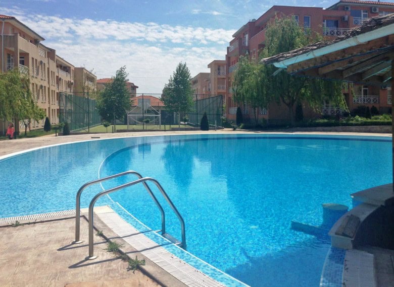 Top floor apartment with large terrace near Sunny Beach, featuring a swimming pool.