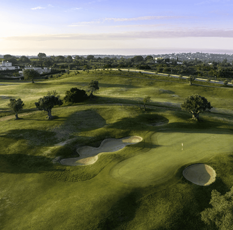 Golf course view in Ferragudo Village, Algarve, Portugal.