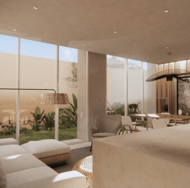 Bright Alma Bucerias living space with natural light and contemporary furnishings.