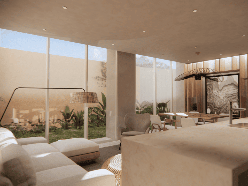 Bright Alma Bucerias living space with natural light and contemporary furnishings.
