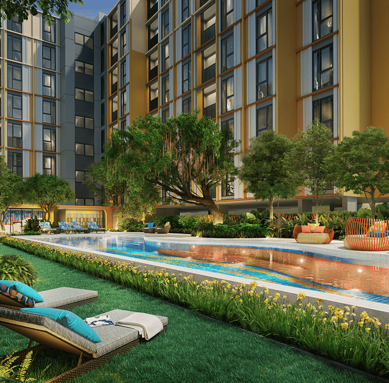 Luxury Phuket property with outdoor pool and landscaped gardens.