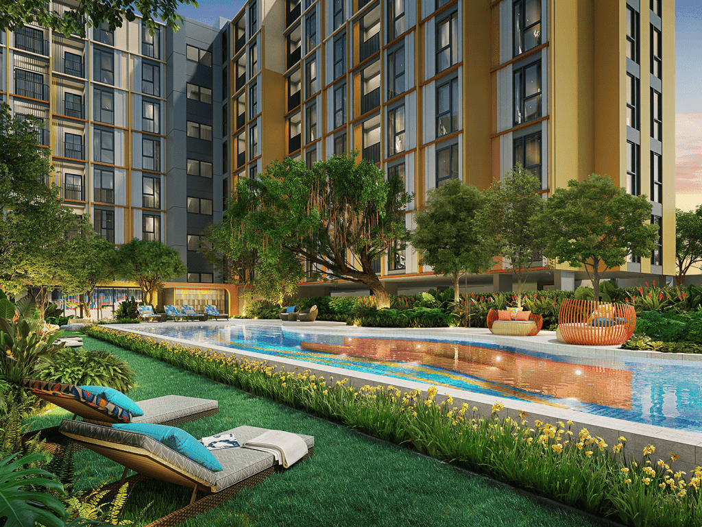 Luxury Phuket property with outdoor pool and landscaped gardens.