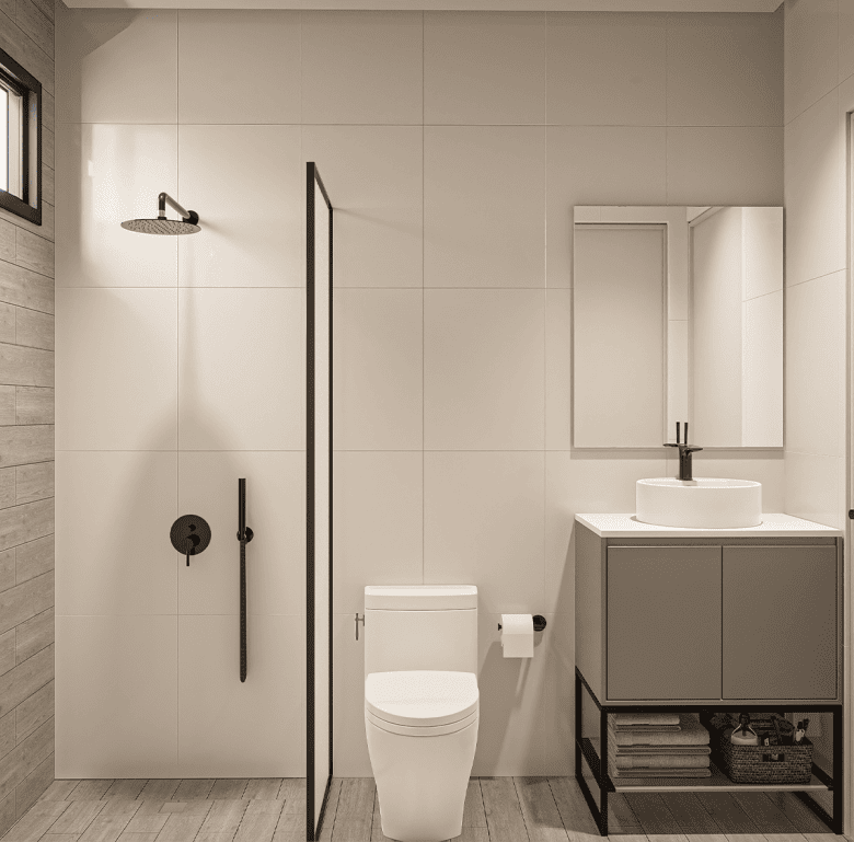 Bathroom interior in Panama City with sleek fixtures and contemporary style.
