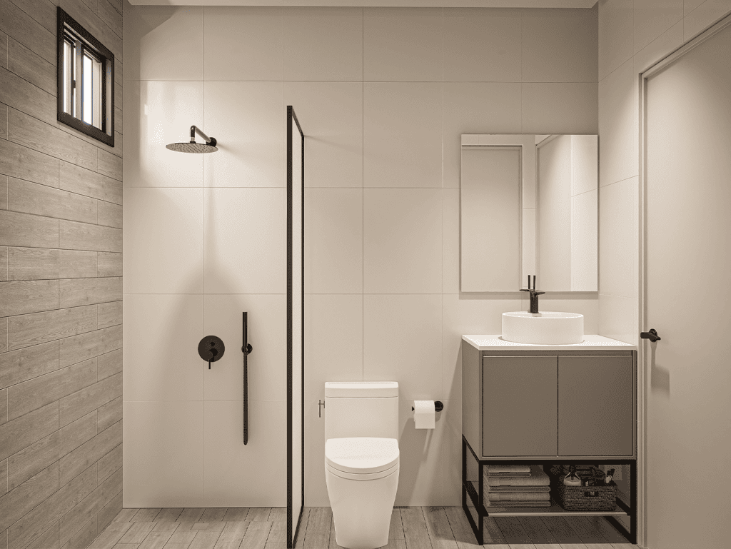 Bathroom interior in Panama City with sleek fixtures and contemporary style.