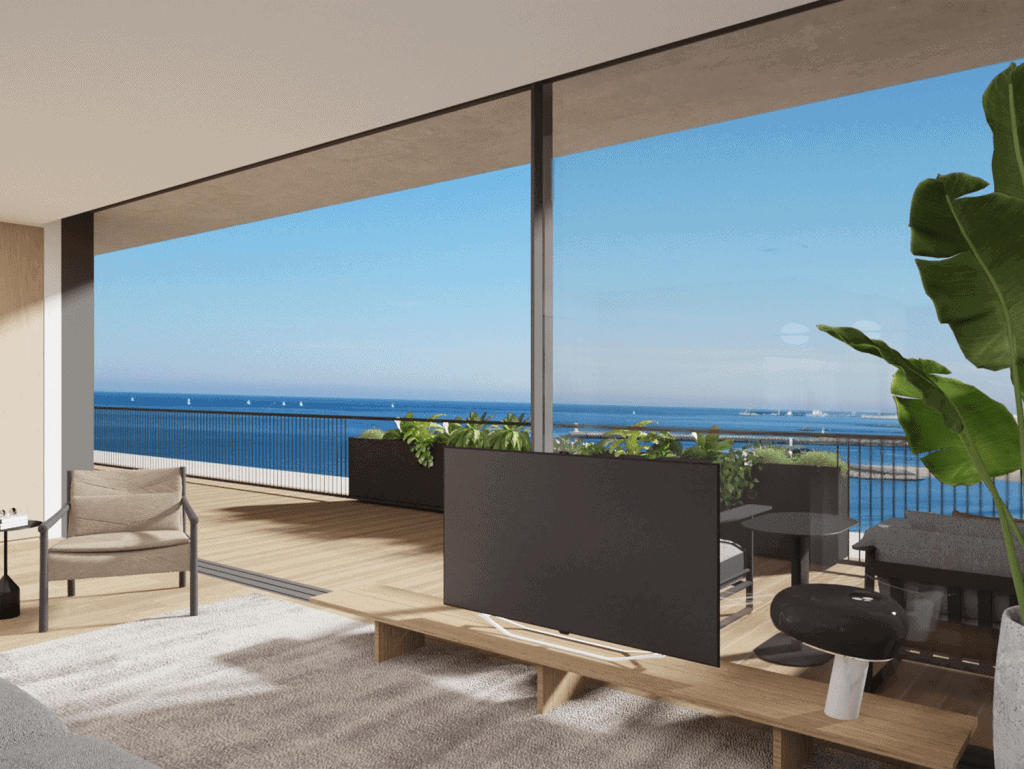 Sea view apartment with modern interior in Porto, Portugal, offering stunning ocean vistas and spaci.