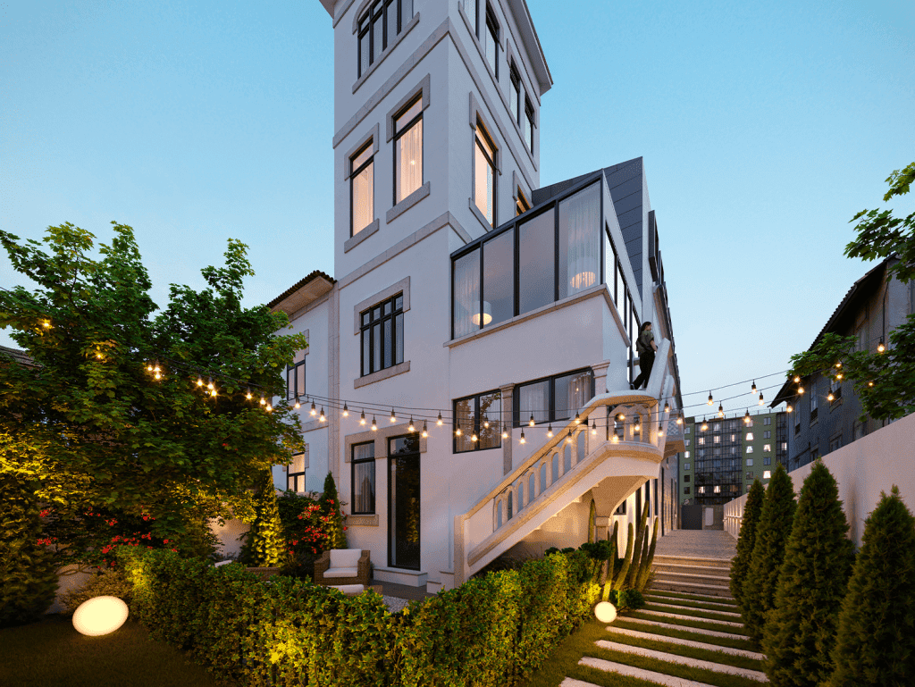 Lighthouse building in Matosinhos, Portugal, with modern architecture and outdoor lighting.