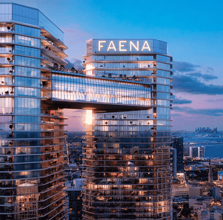 Modern Faena Residences in Miami, USA, featuring sleek architecture and panoramic cityscape vistas.