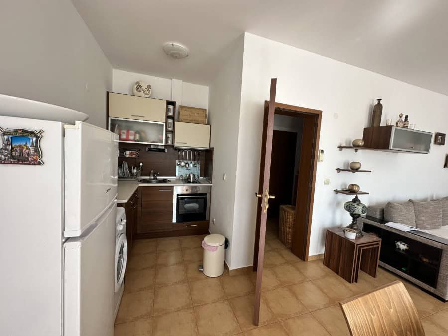Interior view of a furnished 2-bedroom apartment near Sunny Beach and Kosharitsa.