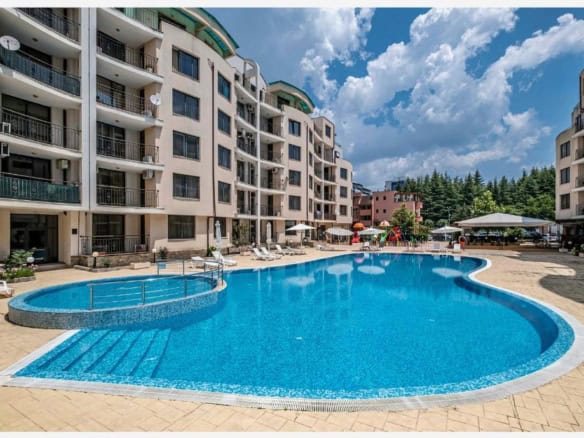 Bright outdoor swimming pool at Avalon, Sunny Beach resort.