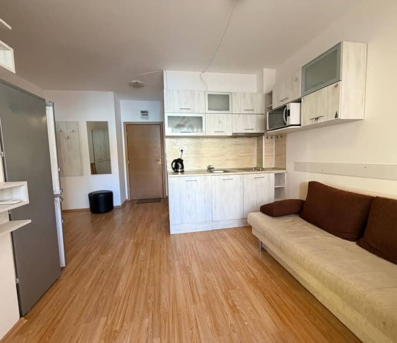 Bright 2-bedroom apartment with open-plan kitchen, near Sunny Beach, Bulgaria.