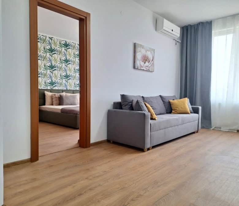 Modern furnished living room in Sunny Day 3 apartment, near Sunny Beach.