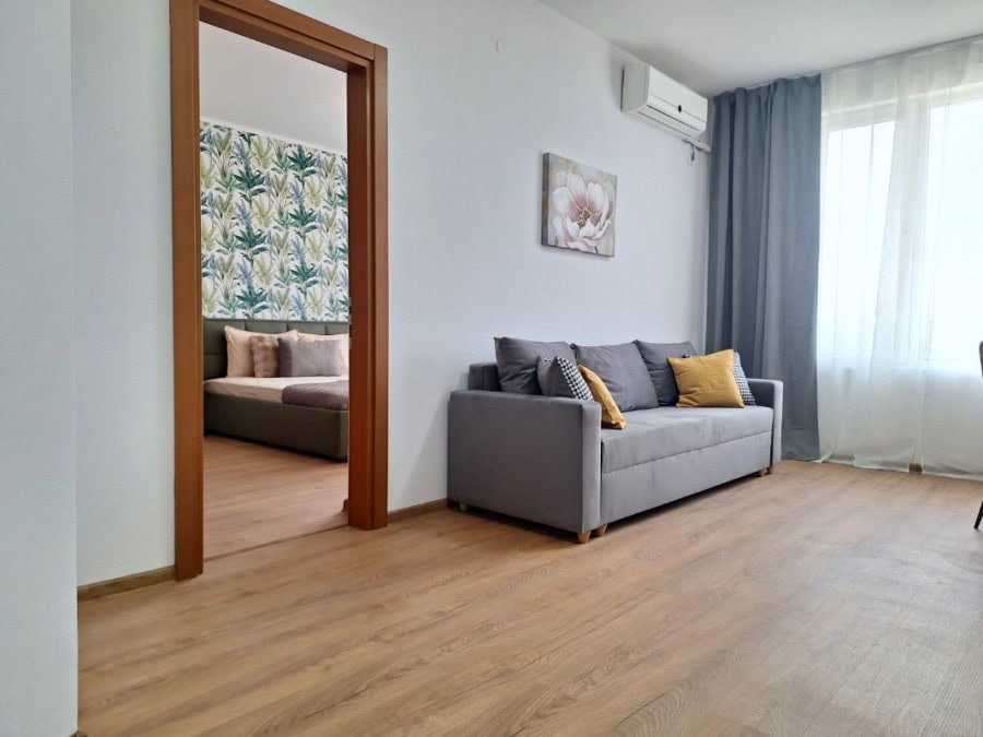 Modern furnished living room in Sunny Day 3 apartment, near Sunny Beach.