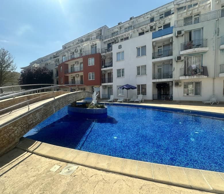 Modern 1-bedroom furnished apartment near Sunny Beach, just 10 minutes from the sea. Perfect for rel.