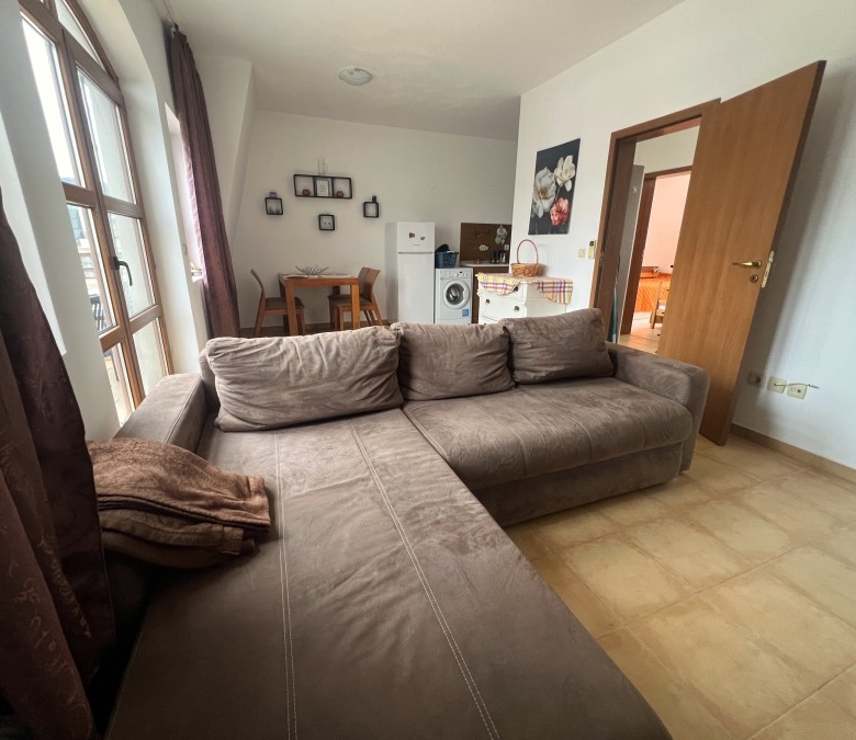 Interior of a 2-bedroom apartment with sea, pool, and mountain views near Sunny Beach.