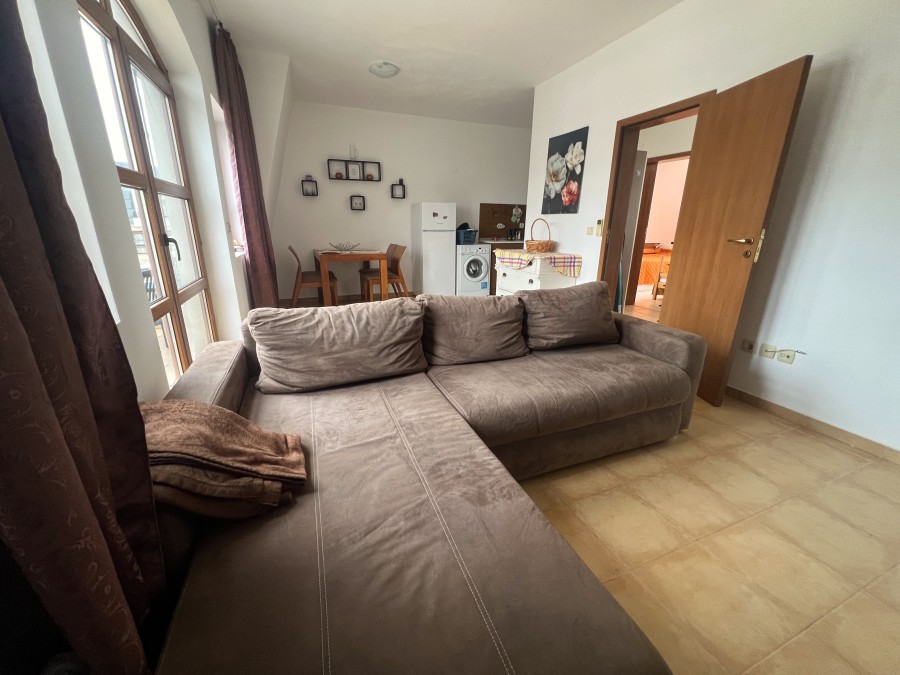 Interior of a 2-bedroom apartment with sea, pool, and mountain views near Sunny Beach.