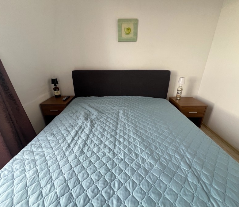 Cozy bedroom with sea, pool, and mountain views in Nessebar outskirts near Sunny Beach.