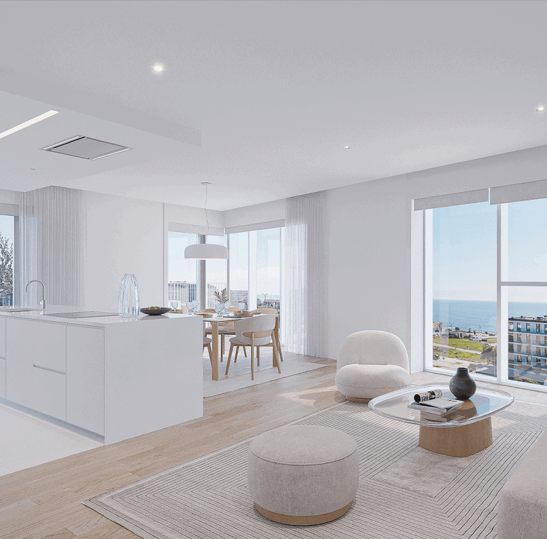Sea view living room in Sal D'ouro, Porto, Portugal.
