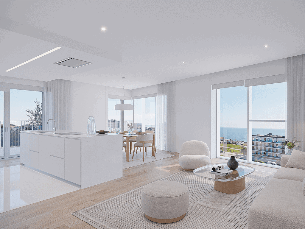 Sea view living room in Sal D'ouro, Porto, Portugal.