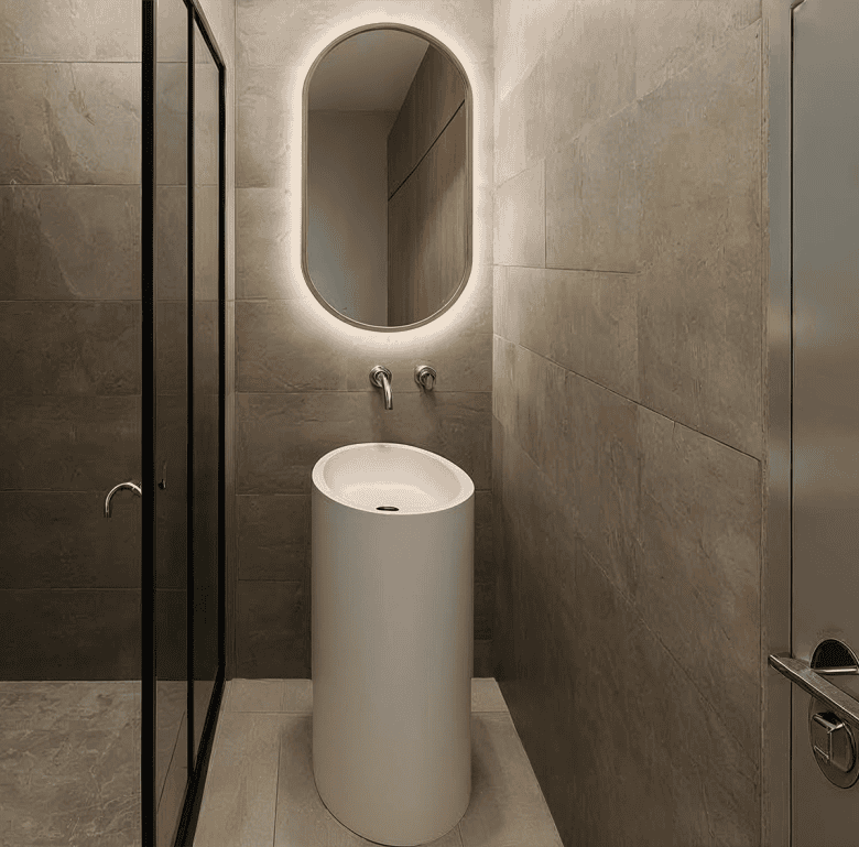 Modern bathroom at Portside Residences, Athens, Greece.