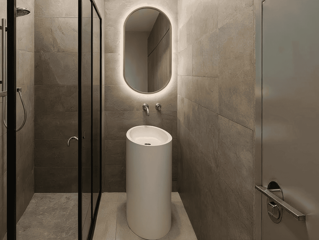 Modern bathroom at Portside Residences, Athens, Greece.
