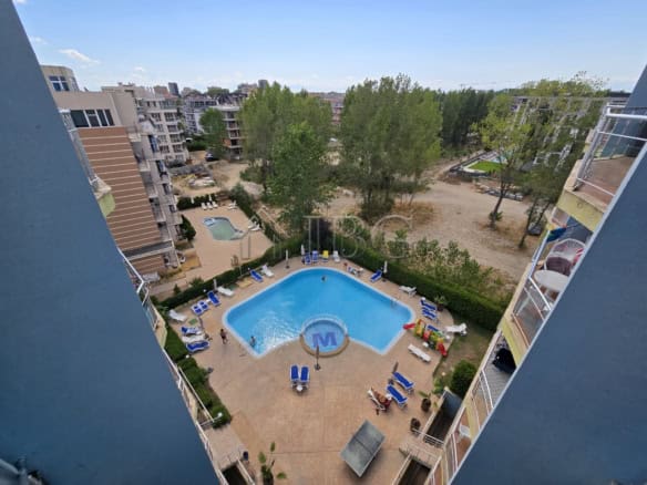 Modern 1-bedroom apartment with stunning pool and sea views in Sunny Beach.