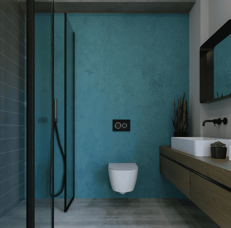 Modern bathroom in Gazi Apartments, Athens, Greece.